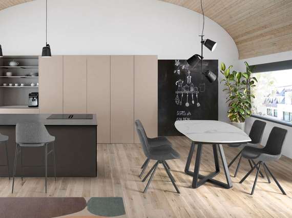 Обеденный стол D2055BB /1096 из керамики и черной стали