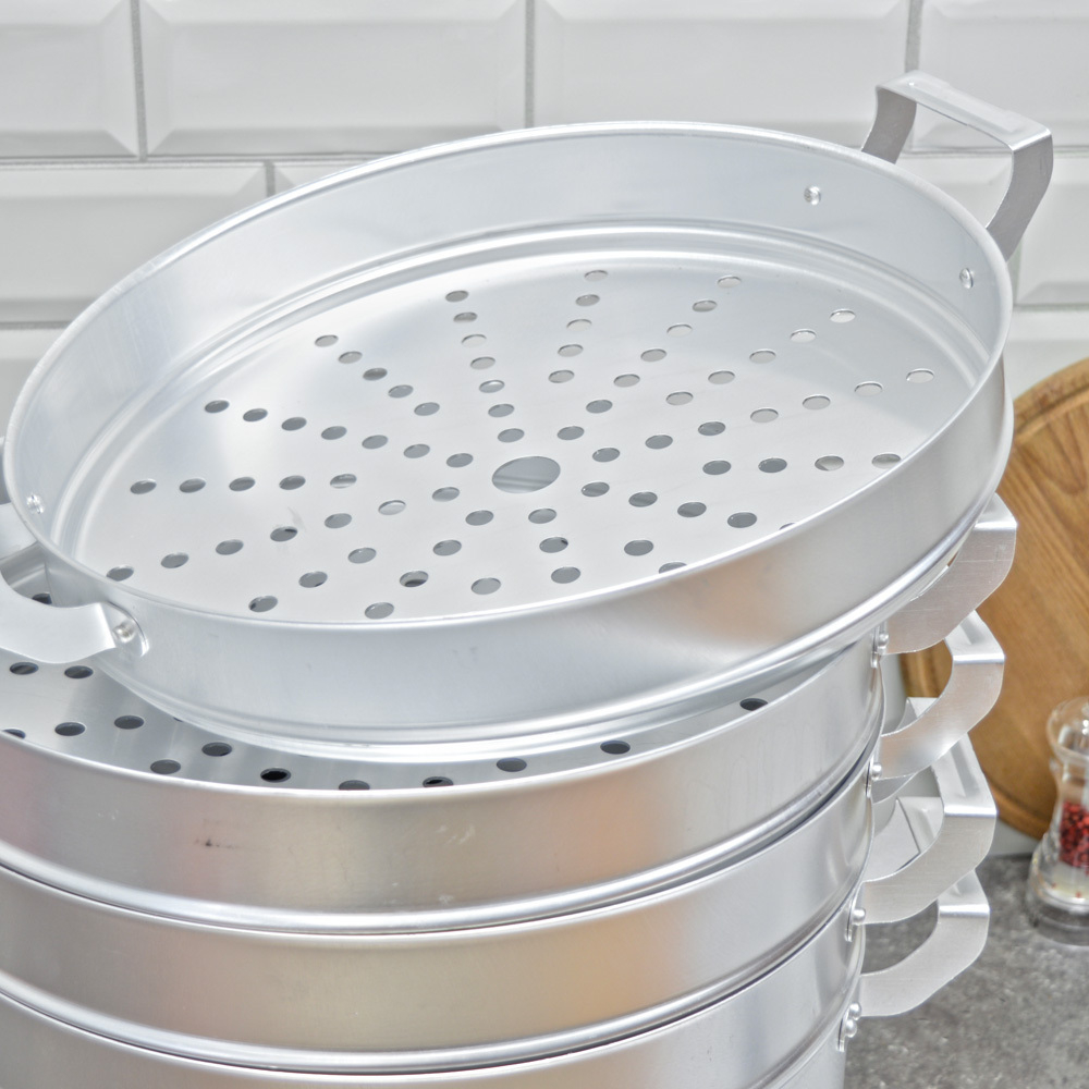 Манты-казан 13л с фланцем алюминиевый, 4 сетки