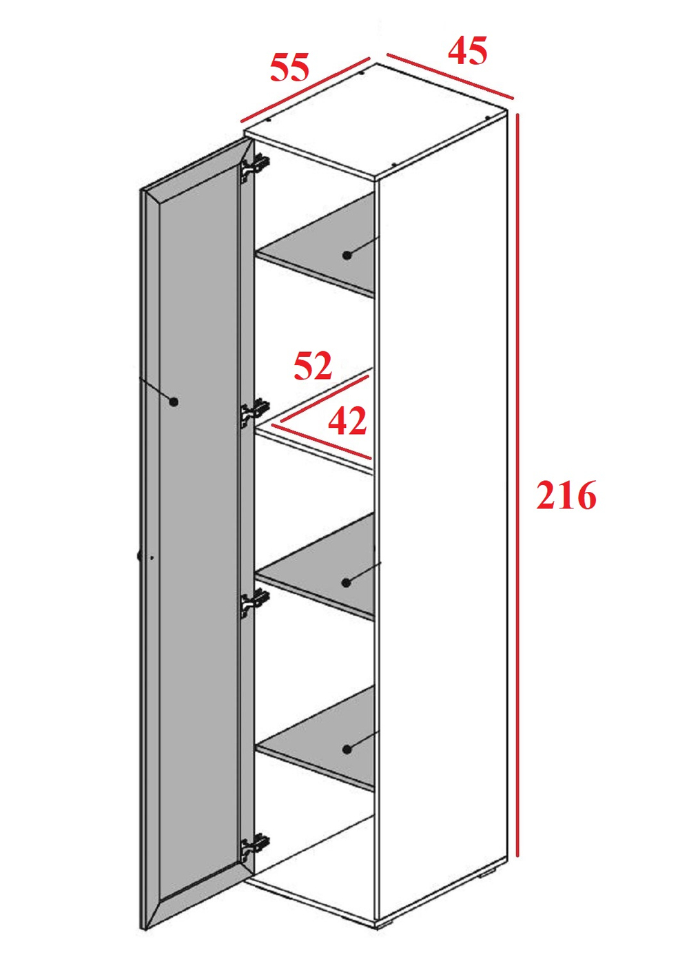 Пенал с полками левый РШ-21 Ричард, Ясень анкор светлый