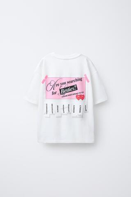 ZARA ФУТБОЛКА HEAVY WEIGHT С НАДПИСЬЮ, ЭКРЮ