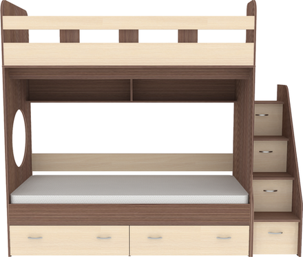 Двухъярусная кровать КарИВи Юниор 1 80х190 Бодего Темный  Дуб Молочный