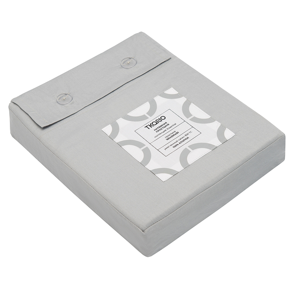 Простыня на резинке из умягченного сатина серого цвета из коллекции essential, 160х200х30 см