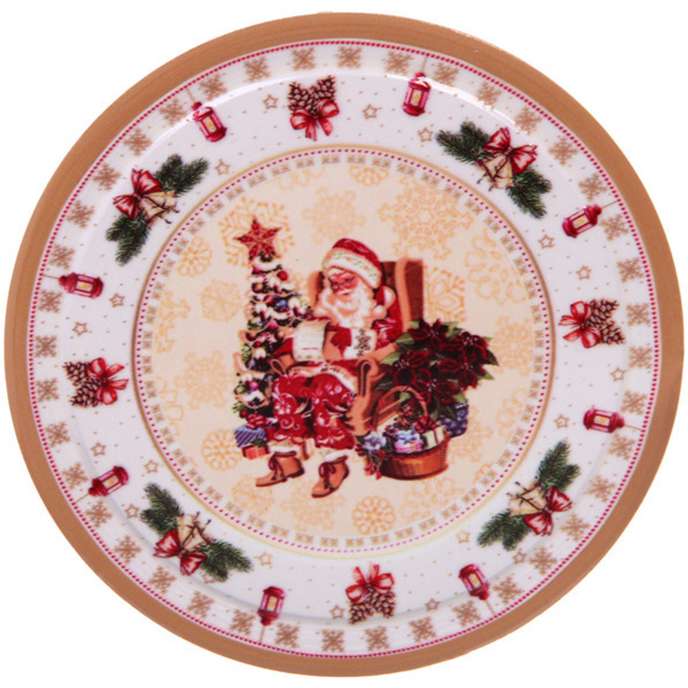 Подставка под кружку керамическая 10,5см «Дед Мороз у ёлки»"