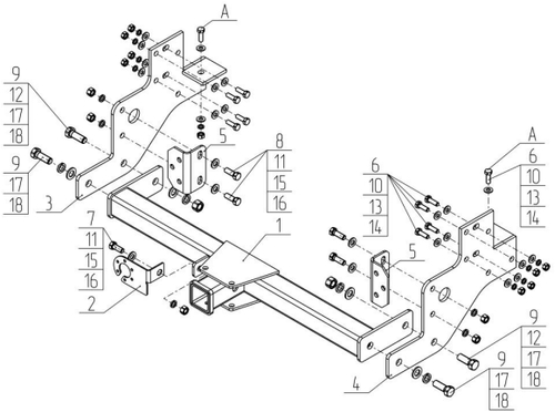 Фаркоп на Газель NEXT бортовая 2016- без снятия и подрезки бампера. Тип шара: E. Нагрузки: 2500/100 кг, GAZ-16