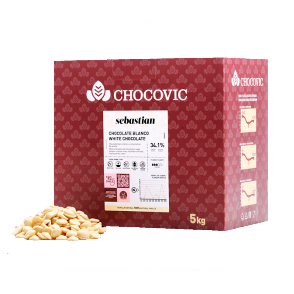 Шоколад белый Sebastian 33,1%, Chocovic 1,5 кг (коробка)