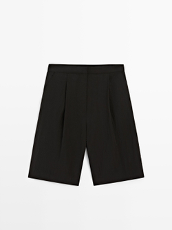 Massimo Dutti Шорты-бермуды из технической ткани, черный