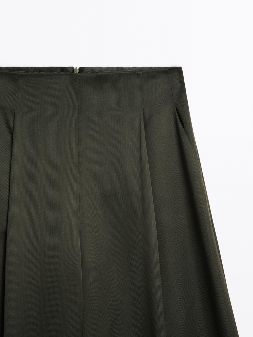 Massimo Dutti Широкие брюки из атласа - STUDIO, темно-зеленый