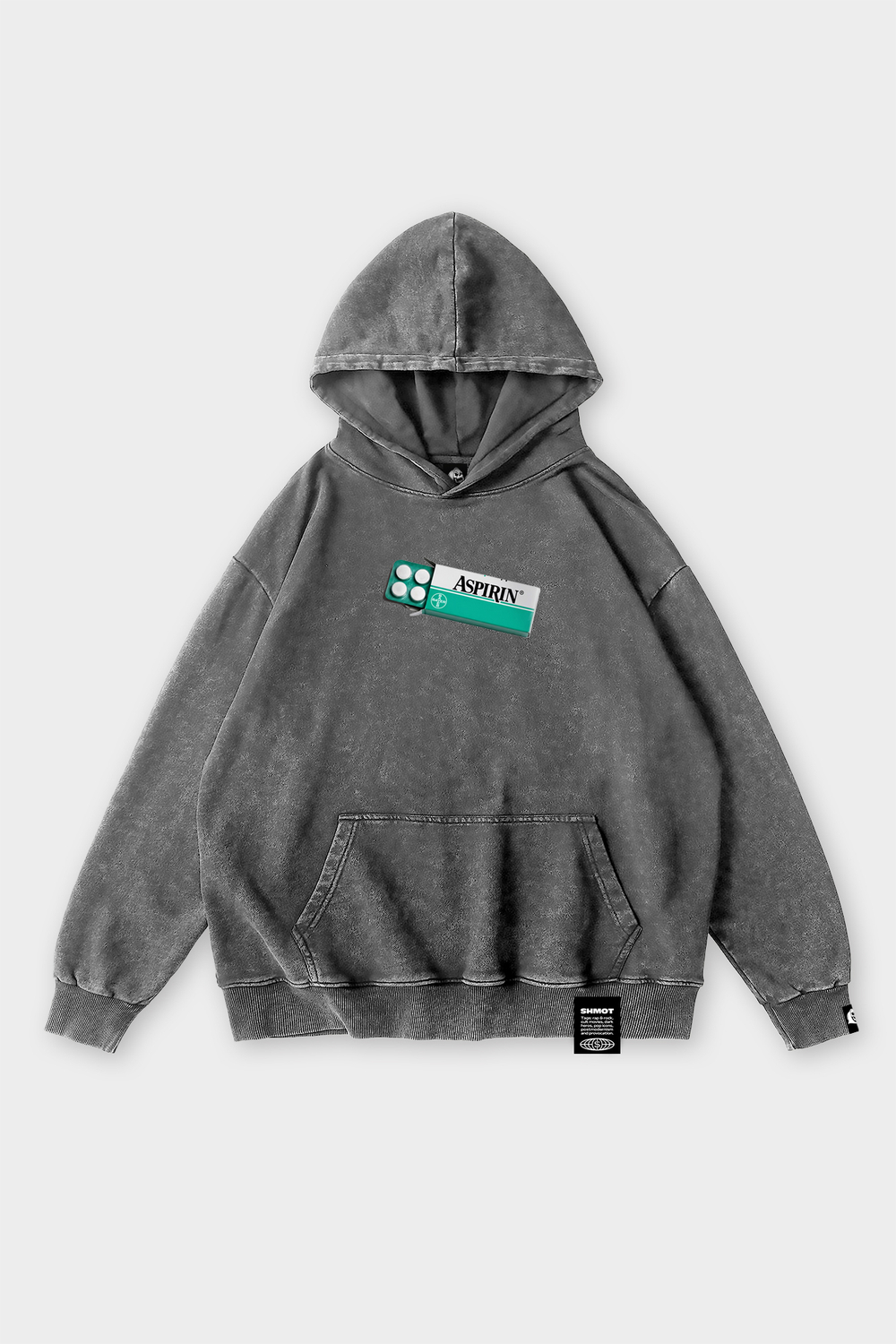 Худи SHMOT "ASPIRINE" GARMENT DYE Серый