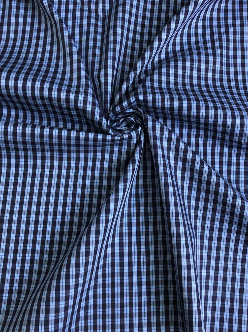 Коттон сорочка принт клетка, голубой/синий NB#88