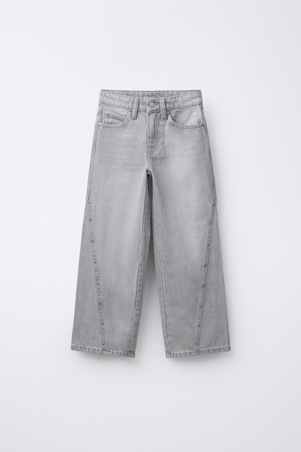 ZARA ДЖИНСЫ WIDE LEG СО ЗВЕЗДАМИ, СЕРЫЙ