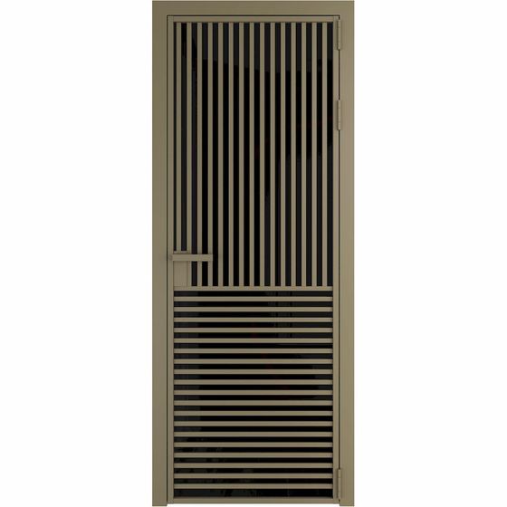 Алюминиевая дверь 17AG шампань стекло чёрный триплекс