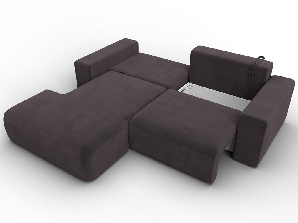 Диван угловой Лига-036 НПБ Классик левый угол ВЕЛЮР Коричневый