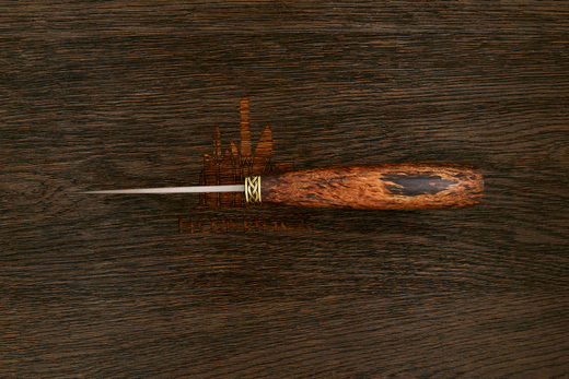 Разделочный нож Игоря Пампуха Модель 073, клинок 100мм, булат легированный, рукоять стаб. к. береза