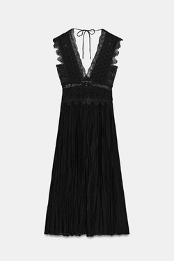 ZARA КРУЖЕВНОЕ ПЛАТЬЕ — ZW COLLECTION, ЧЕРНЫЙ