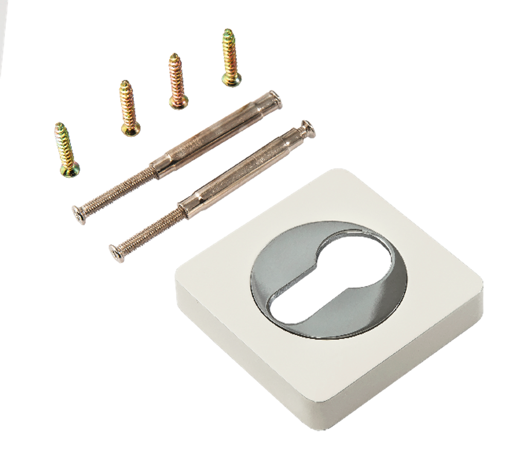 Накладка квадрат на цилиндр Ренц INET 02 W/CP, цвет белый/хром (гарантия - 12 месяцев)