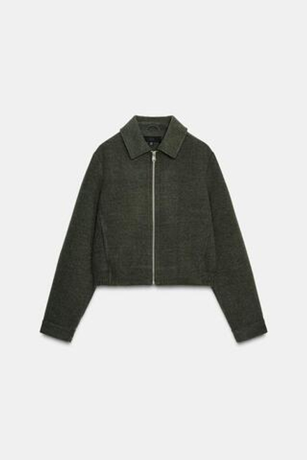 ZARA БОМБЕР ИЗ МЯГКОЙ ТКАНИ, ХАКИ