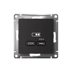 Розетка USB AtlasDesign тип C 65Вт QC PD высокоскор. ЗУ механизм карбон SE ATN001027