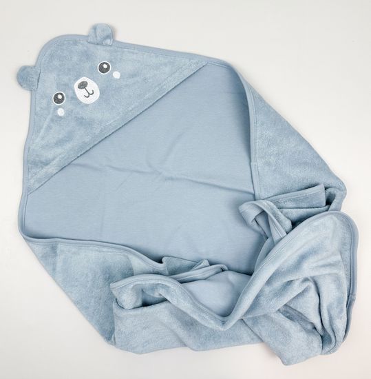 Полотенце махровое/хлопковое "Мишка" пыльно-синий