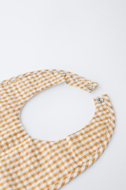 ZARA НАГРУДНИК В КЛЕТКУ ВИШИ, ГОРЧИЧНЫЙ