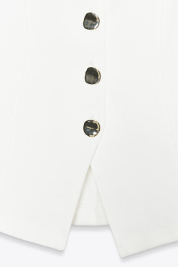 ZARA ТОП-ЖИЛЕТ С ПУГОВИЦАМИ, ЖЕЛТОВАТО-БЕЛЫЙ