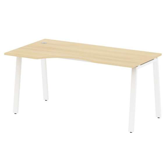 Metal System Стол криволинейный левый на А-образном м/к БА.СА-1 (L) Акация Лорка/Металл Белый 1600*9