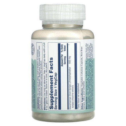 Клетчатка Solaray, Глюкоманнан, экстракт корневища, 600 мг, 100 растительных капсул