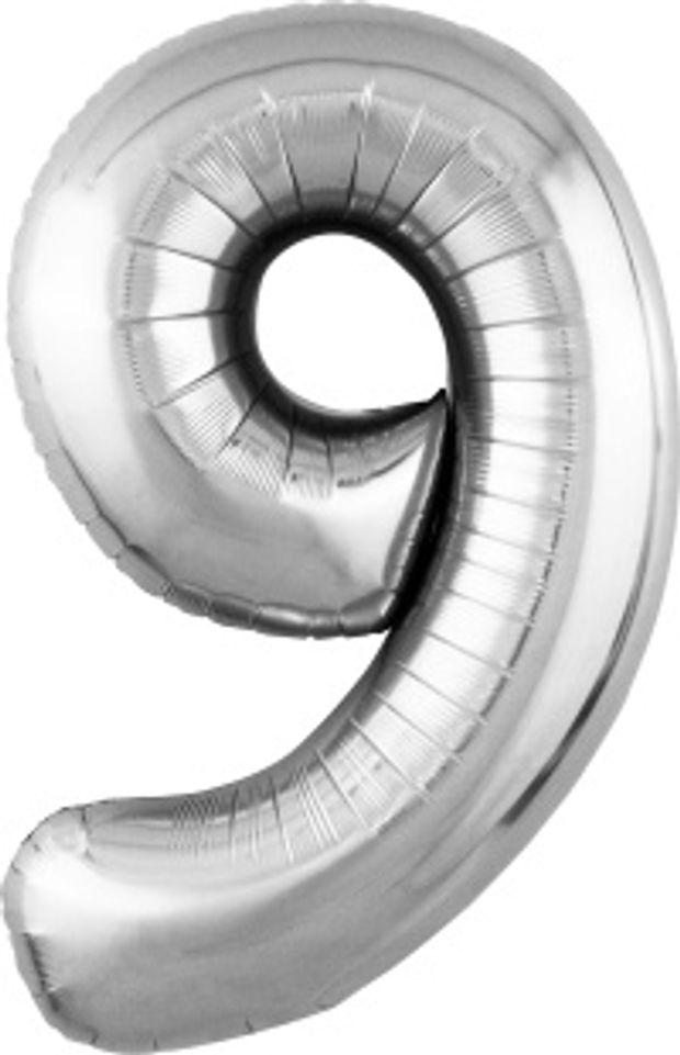 Agura Шар 40" / 102 см "Цифра 9" Серебро Slim (БГ-60)