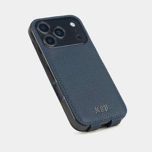Кожаный чехол для iPhone 17 Pro, теленок синего цвета
