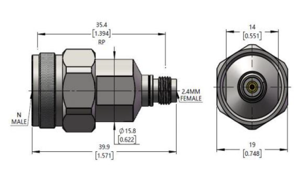 LT-2.4F-NM-18G, Коаксиальный переходник (2.4 мм розетка / N вилка), 18 ГГц