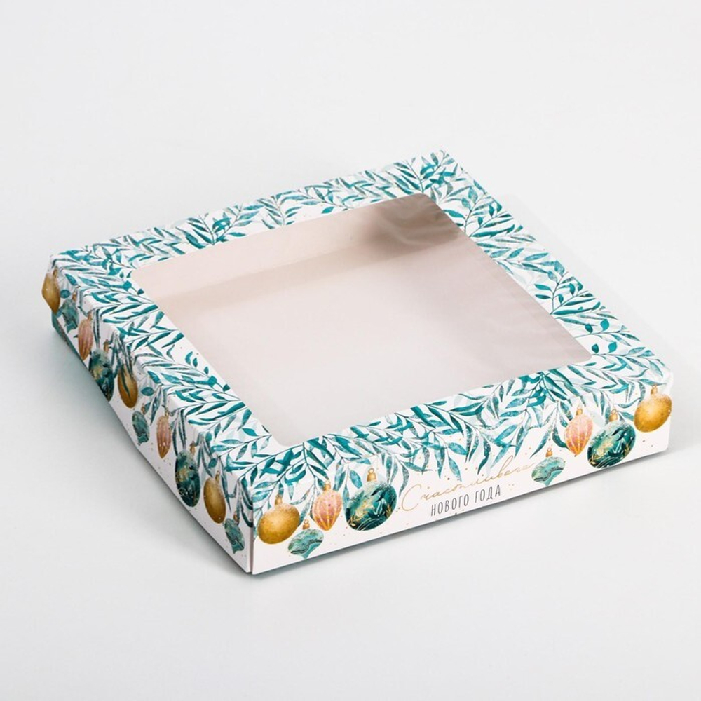 Коробка для десертов с окном 20*20*4см