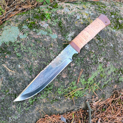 Мощный нож НС-05 береста, гравировка (Златоуст)