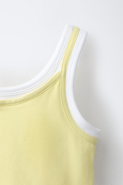 ZARA ДВУХСЛОЙНЫЙ ТОП КОНТРАСТНОГО ЦВЕТА, ЖЕЛТЫЙ
