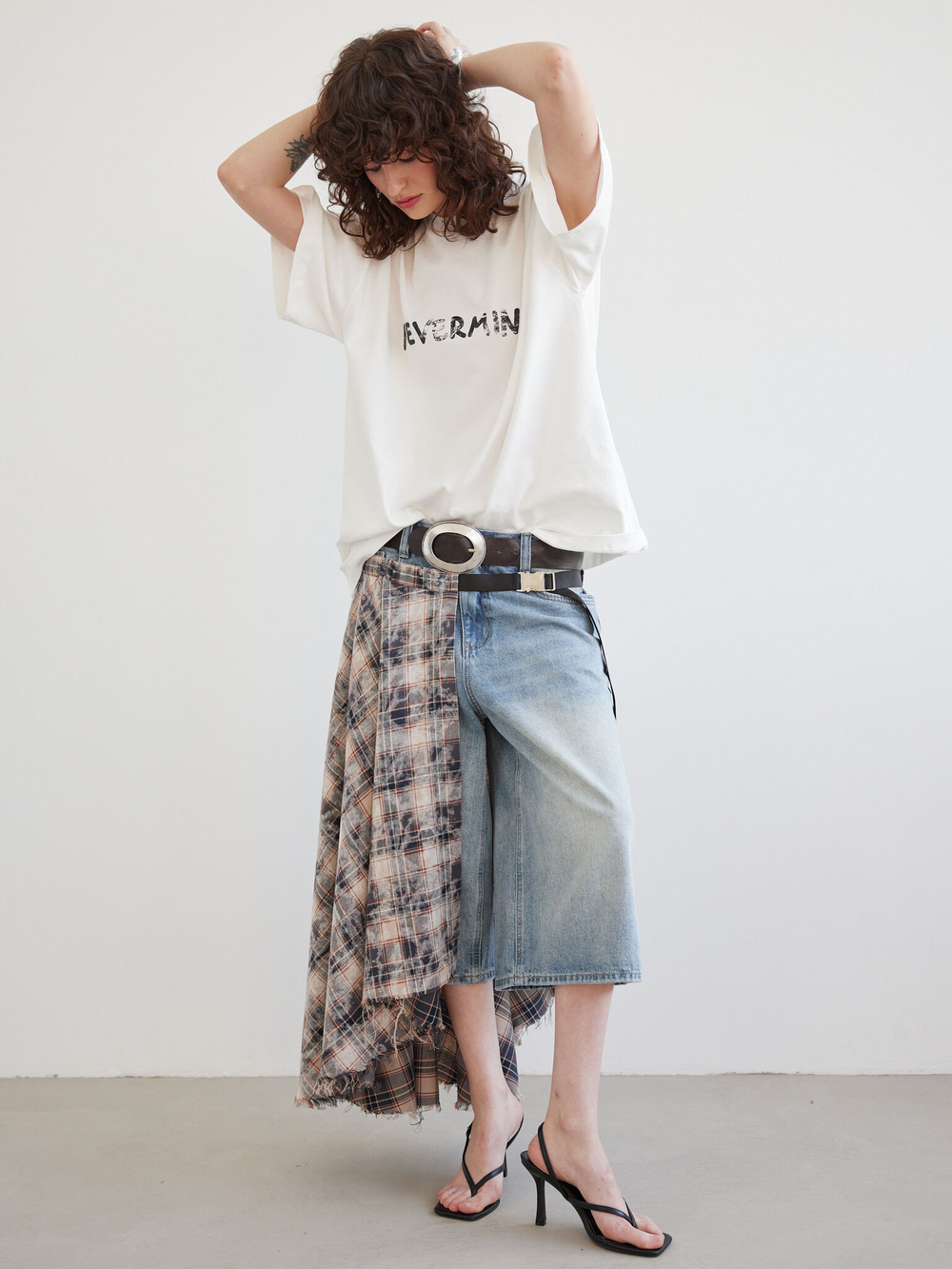 Юбка-килт Grunge, сине-бежевая