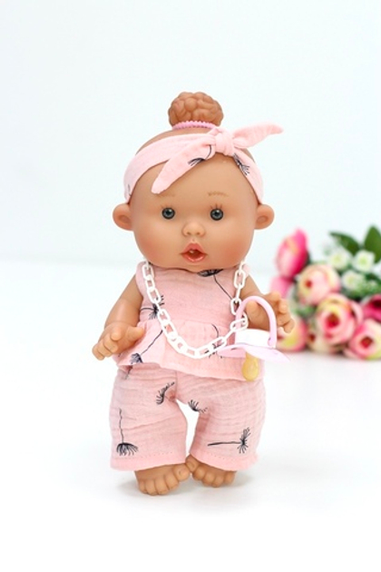 Костюм из муслина с повязкой для любого пупса 26 см (сам пупс в комплект не входит)