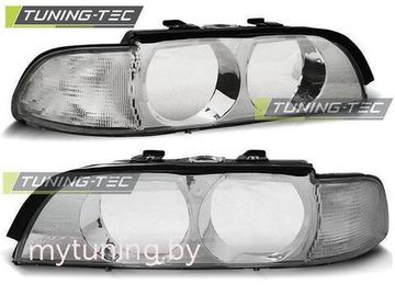 Комплект стекол передних фар для BMW 5 E39 (95-00) Chrome