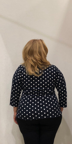 Темно-синий блузон из хлопка в горошек