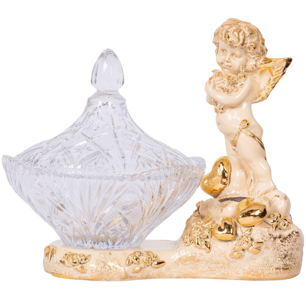 Сахарница стеклянная с крышкой Ангел Роуз Айвори