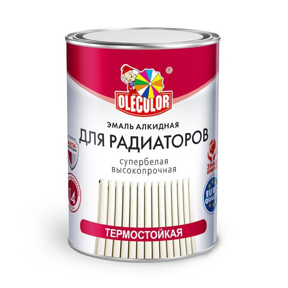Эмаль алкидная для радиаторов Olecolor белая глянцевая 0,9кг