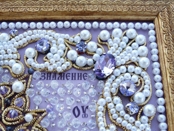 ЖС-12-ЗФ Набор для вышивания хрустальными камнями Богородица Знамение (сиреневый)