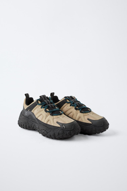 ZARA МНОГОКОМПОНЕНТНЫЕ СПОРТИВНЫЕ КРОССОВКИ, ПЕСОЧНО-КОРИЧНЕВЫЙ