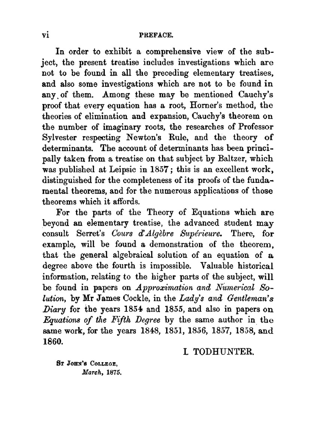 An elementary treatise on the theory of equations, with a collection of examples | I. Todhunter
