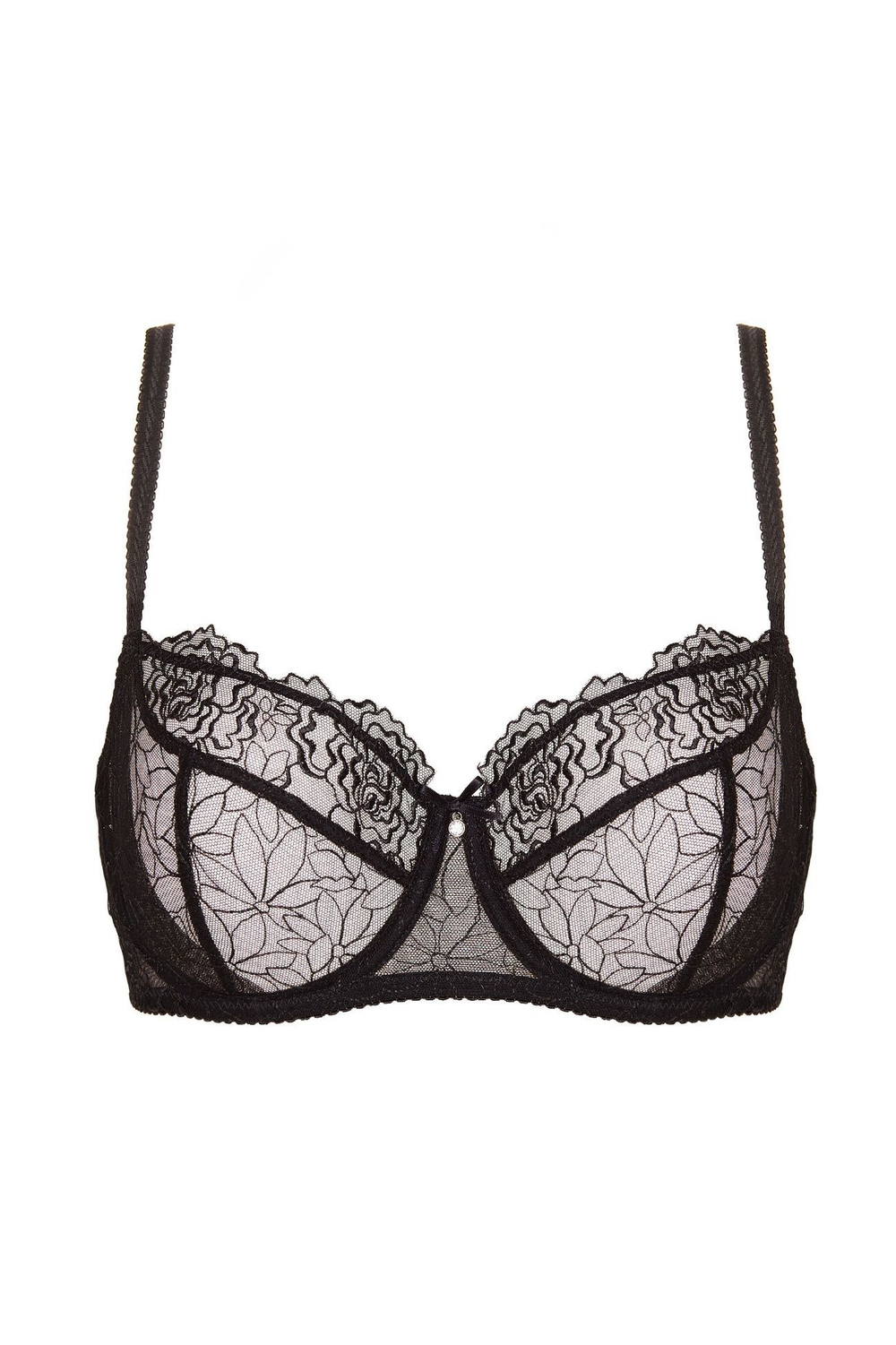 Бюстгальтер Pamela с мягкими сетчатыми чашками с вышивкой (Размер: 70E) (Цвет: изумрудный)