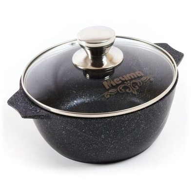 Кастрюля алюминий, антиприг, 3 л, с крыш, кругл, Мечта, Гранит star, 43803