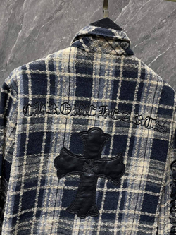 Бело-синяя рубашка в клетку Chrome Hearts