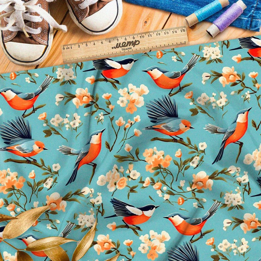 Ткань премиум Оксфорд 600D прицы в весеннем саду