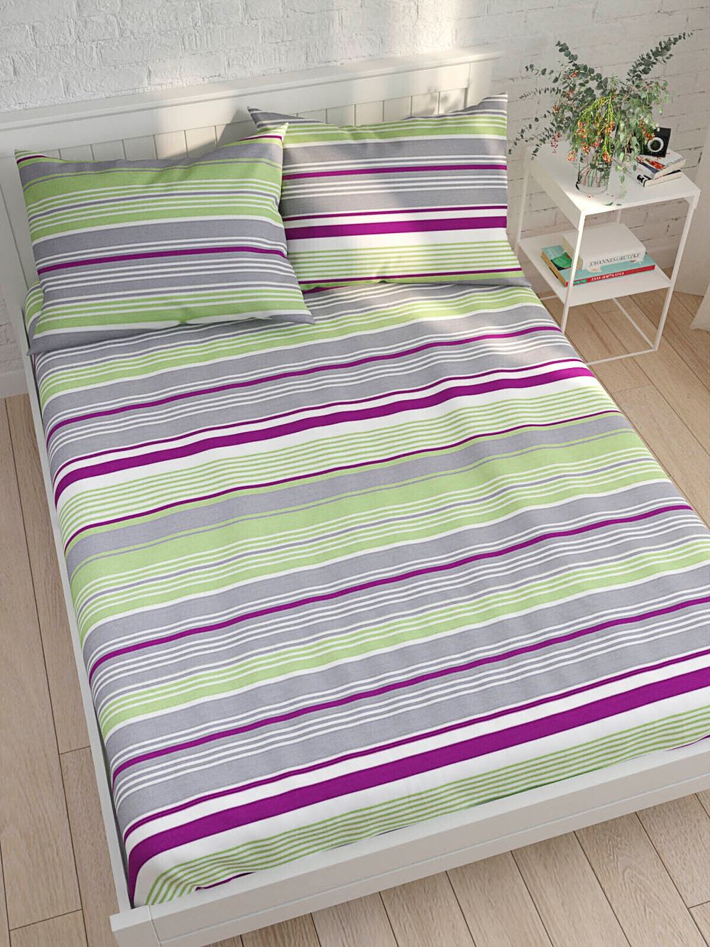 Постельное белье  перкаль Сказка "Сирень/Аромат сирени" семейное  Наволочка 50x70 см 2 шт  Простынь  240x215 см  Пододеяльник 145x215 см 2шт