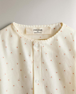 ZARA HOME ДЕТСКИЙ КОМБИНЕЗОН С ЦВЕТОЧНЫМ ПРИНТОМ, КРЕМОВЫЙ