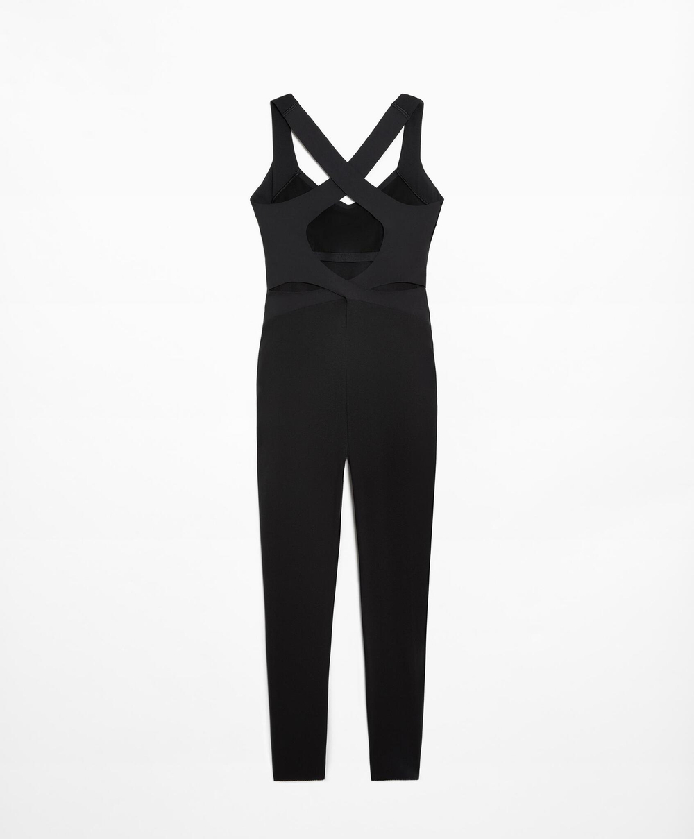 Oysho Компрессионный комбинезон Compressive с перекрестными бретелями, черный