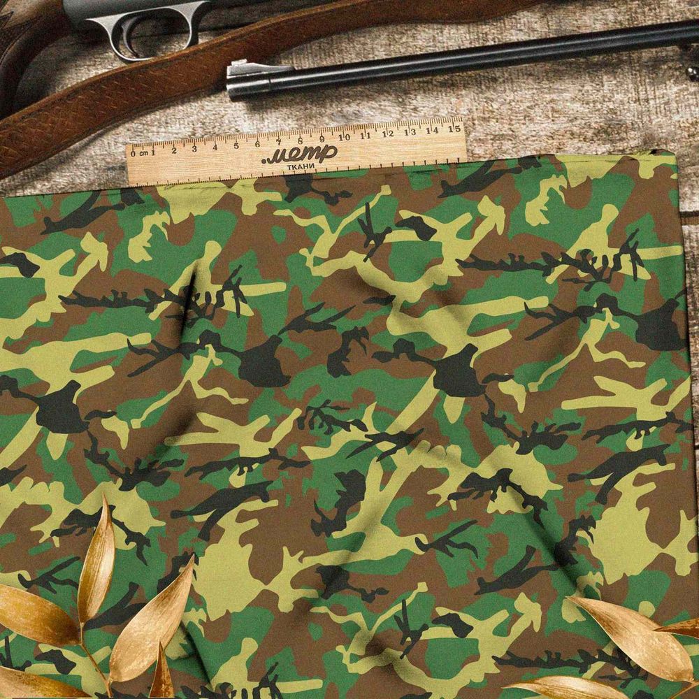 Ткань атлас охотничьий милитари