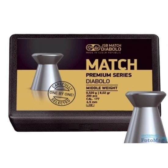 Пули JSB Match Premium Middle 4,5 мм 0,52 г 200 шт